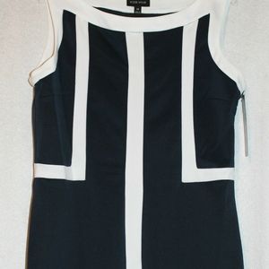 Vior office classic navy knit sheath dress sz 14